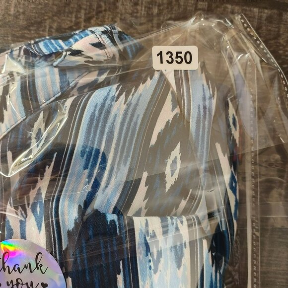 Chelsea Violet Womens Tunic Dress M Blue Ikat Roll Tab Sleeve Hi Low Boho Casual - Picture 11 of 11